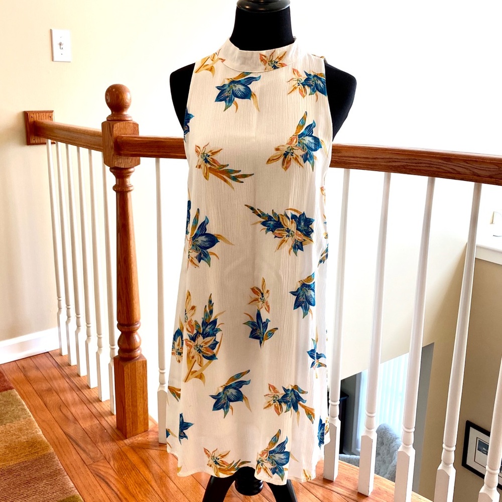 Honey Punch halter neck mini swing dress floral S